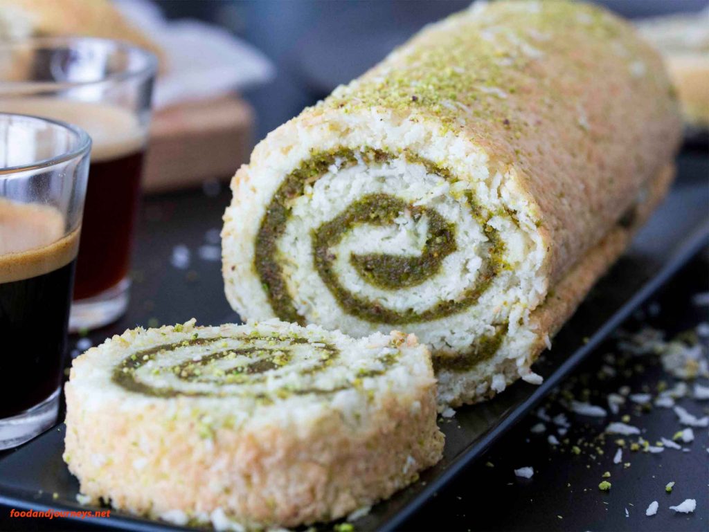Coconut & Pistachio Cake Roll Food and Journeys®