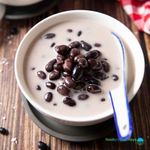 Feature image of Thai Black Beans in Coconut Milk, showing a serving of the dish.