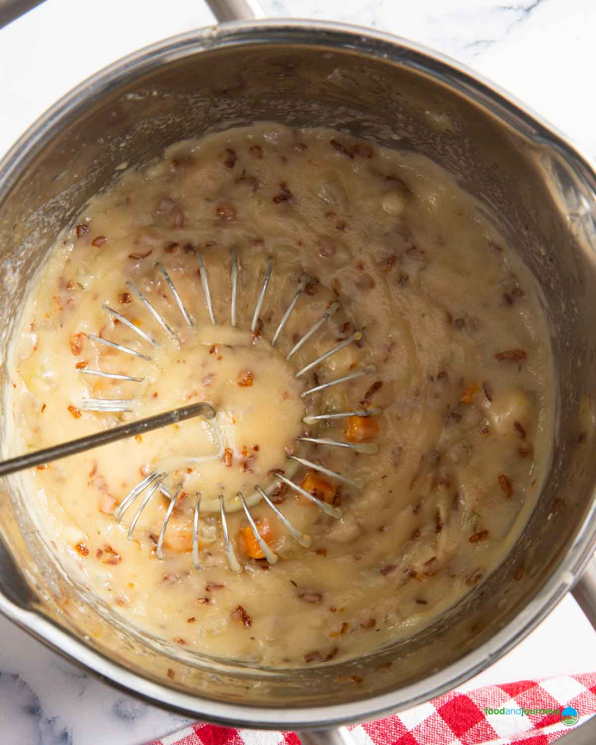 Roux is used in this authentic oxtail soup from Germany, to thicken the soup.